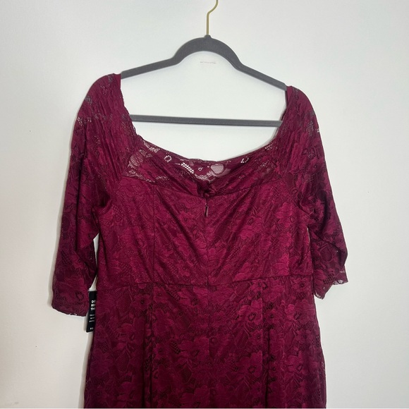 NWT Torrid Size 18 Special Occasion Burgundy Red Lace Off Shoulder Maxi Dress - Picture 4 of 14